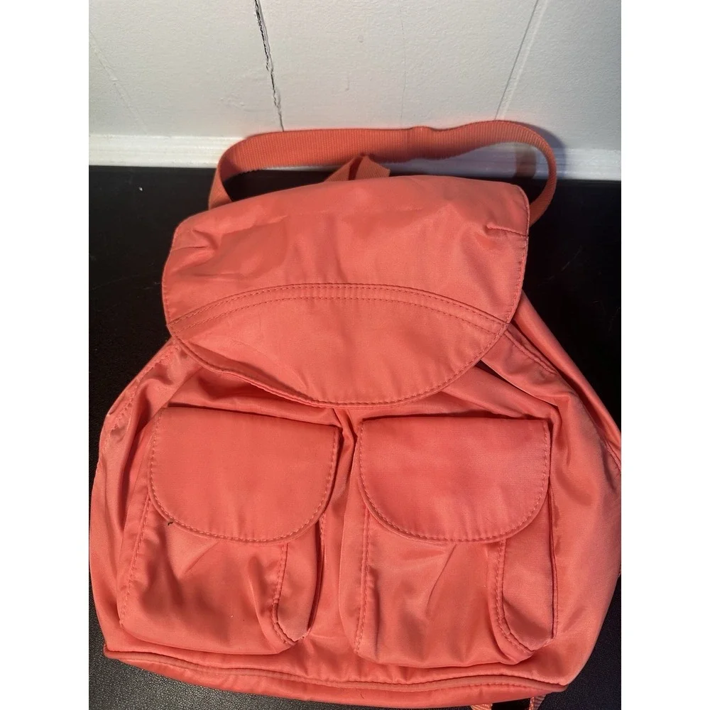 Deena And Ozzy Salmon‎ Pink Front Pockets Magnetic Drawstring Backpack